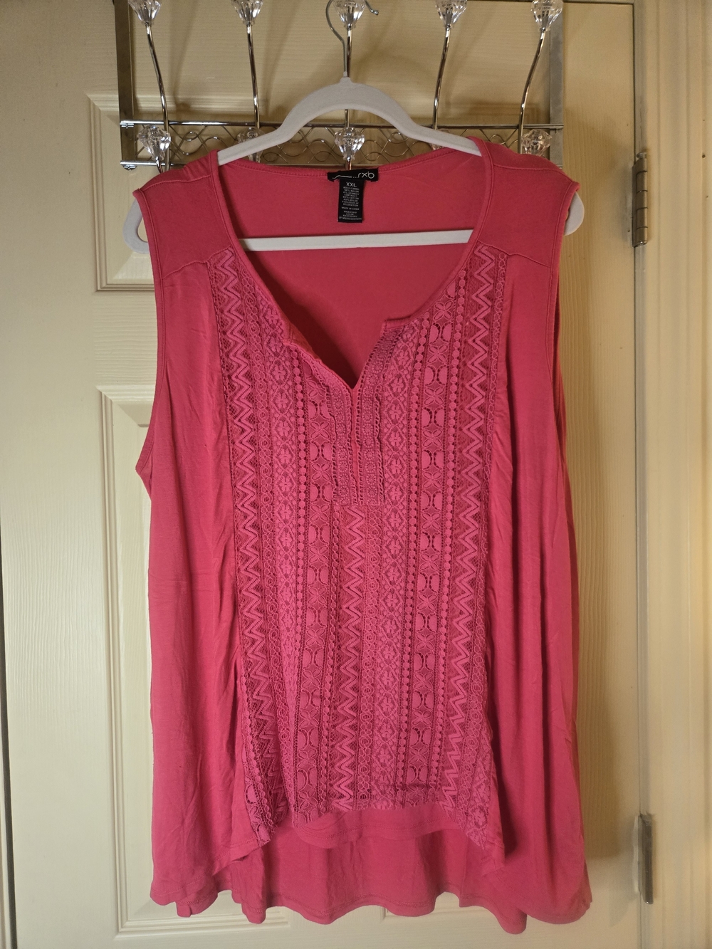 RXB Hot Pink Sleeveless Crochet-Front Tank